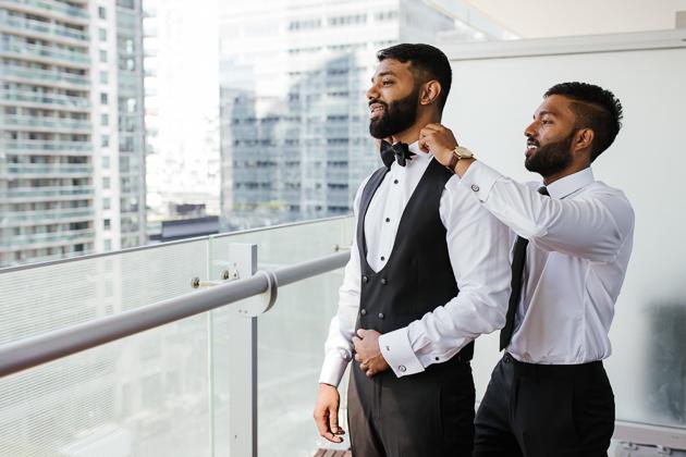 Toronto Wedding Photography. Groom gets ready photo session with the groomsmen.