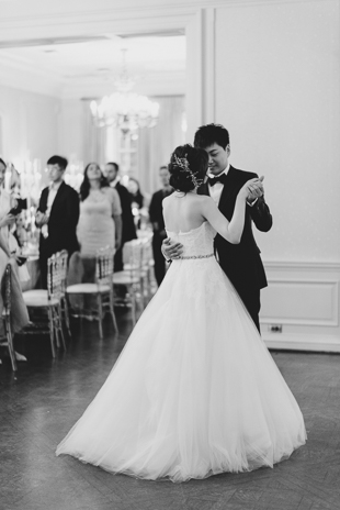 A bride and groom and their first dance at Graydon hall Manor wedding