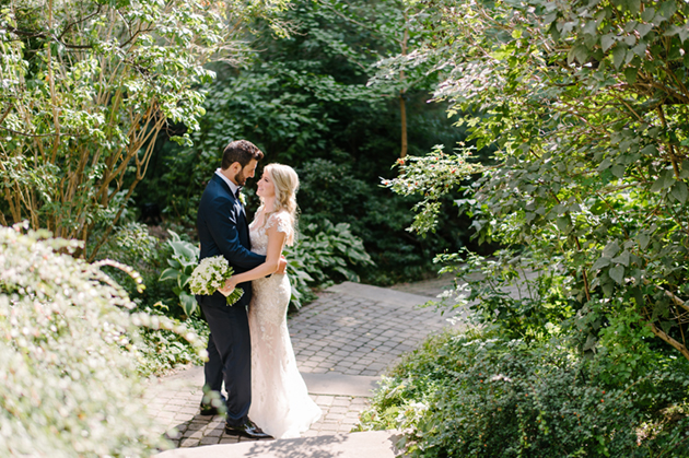 A bride and groom wedding portrait at Casa Loma