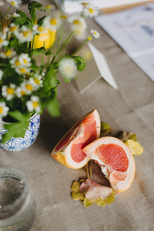 Scattered citrus was a perfect touch for this garden-inspired bridal shower