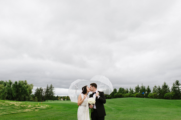 Rain can turn into a natural and beautiful element of your wedding day photos. 