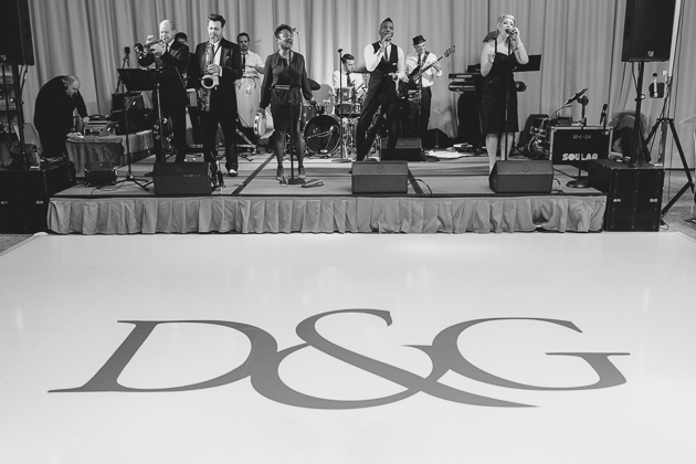 A live band performing at the elegant Four Seasons Hotel Wedding