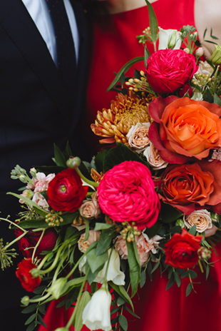 This Hart House wedding featured a red wedding dress and we loved it!