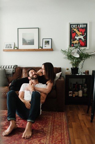 cozy at home engagement photos