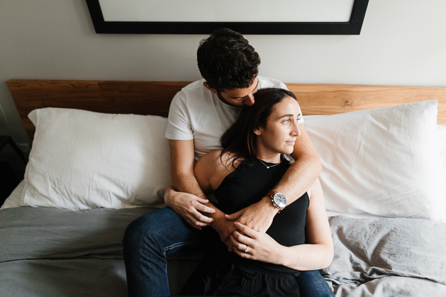 cozy and relaxed at home engagement photos