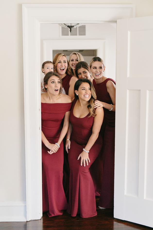 Bridesmaids reveal on the wedding day