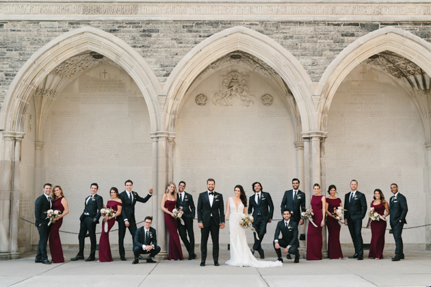 Bridal party wedding photos at University of Toronto