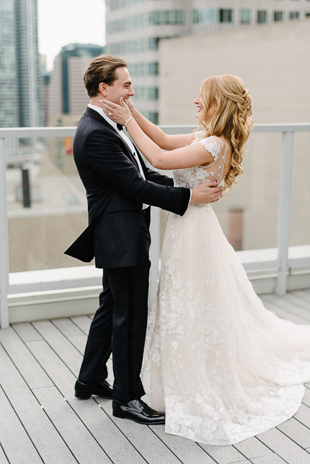 Bride and groom wedding photos at One King West Hotel