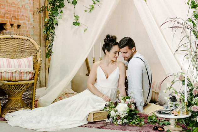 Romantic boho-inspired Evergreen Brickworks wedding anniversary inspiration