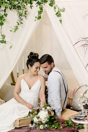 Romantic boho-inspired Evergreen Brickworks wedding anniversary inspiration